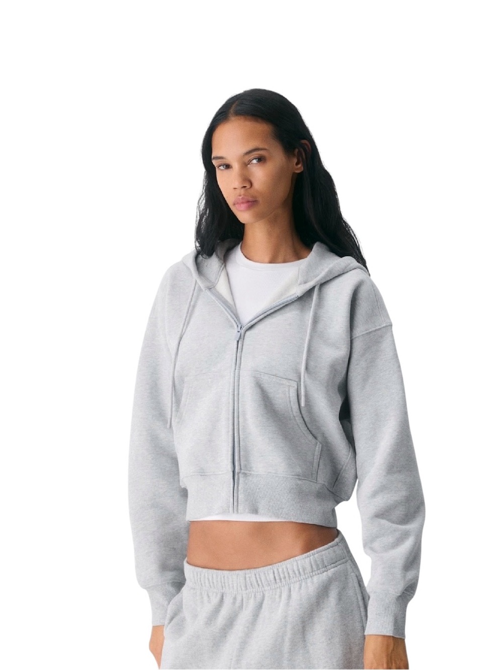 Aritzia Cozy Sweatfleece Boyfriend Boxy Zip Hoodie XS Gray